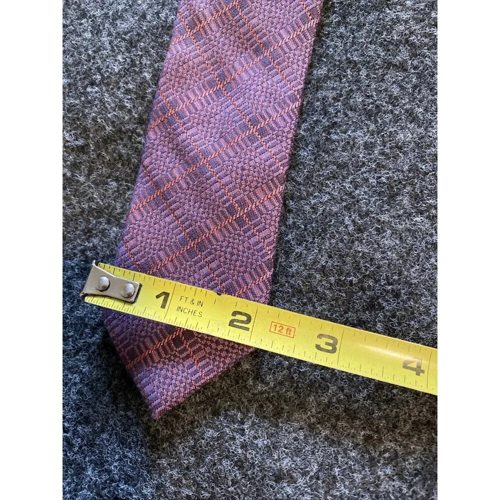 Calvin Klein Tie Purple Geometric Checks Stripes Necktie Long